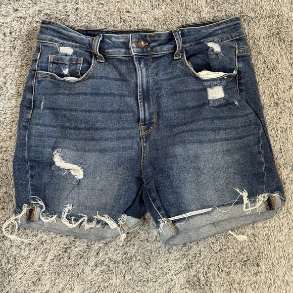 Lot of 3 Pairs Zenana Denim Hi Rise Dark Wash Cutoff Shorts Women's Size XL - Picture 6 of 12